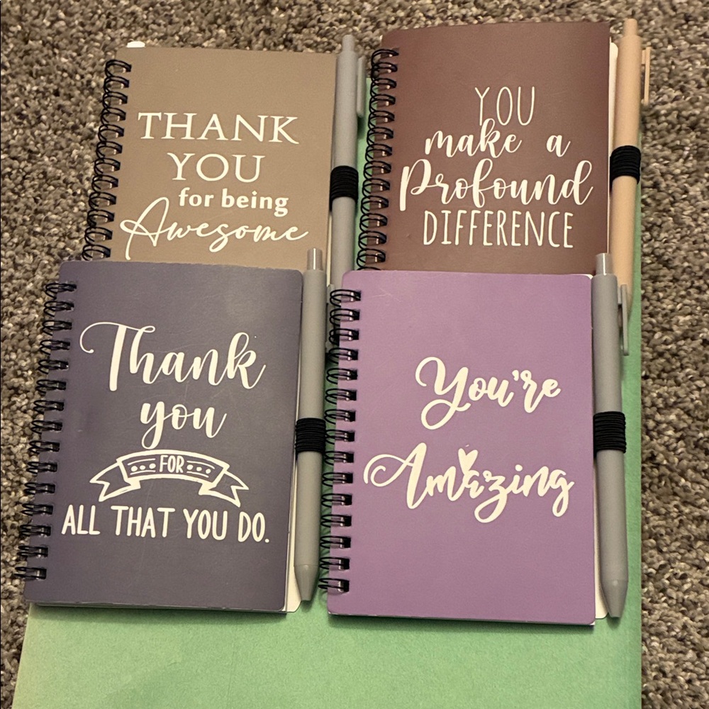 NWT Inspirational Notebooks Set - Brown, Purple, Gray with ballpoint pens
